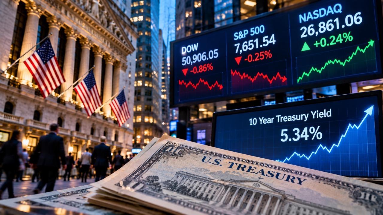 Stock Market Today: Dow Falls as Treasury Yields Hit Multi-Decade Highs, Nasdaq Holds Up
